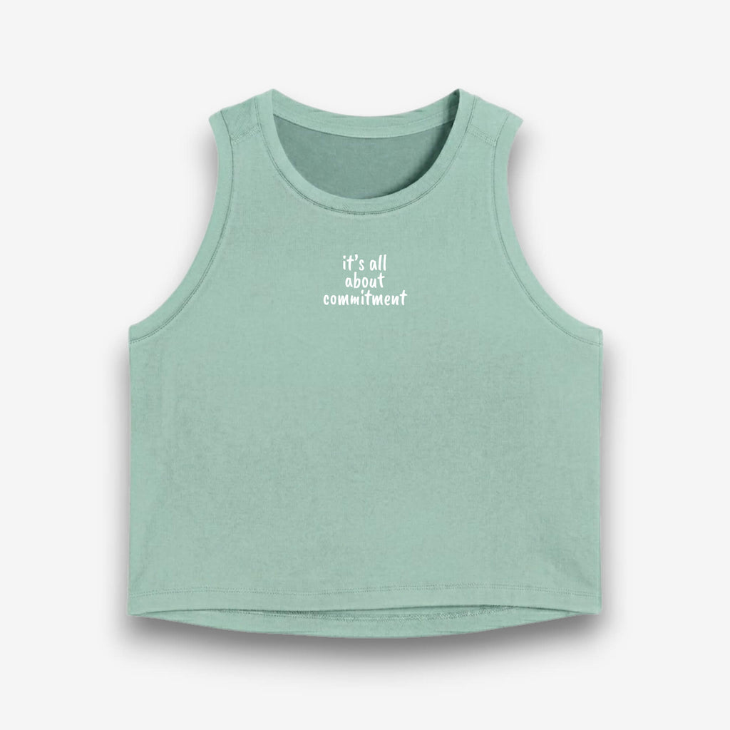 UNBRK Fitness Women Crop Tee 'It's all about Commitment' - Teal Green