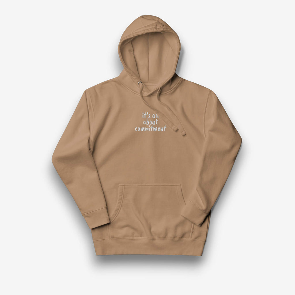 UNBRK Fitness Hoodie 'It's all about commitment' - Latte
