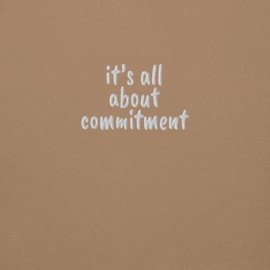 UNBRK Fitness Hoodie 'It's all about commitment' - Latte