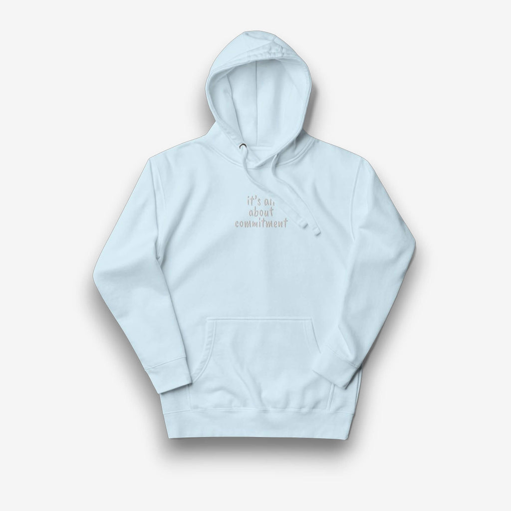 UNBRK Fitness Hoodie 'It's all about commitment' - Azul Claro